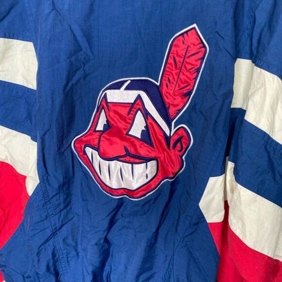 Vintage Cleveland Indians Starter wind breaker navy blue red white chief wahoo - Picture 8 of 12